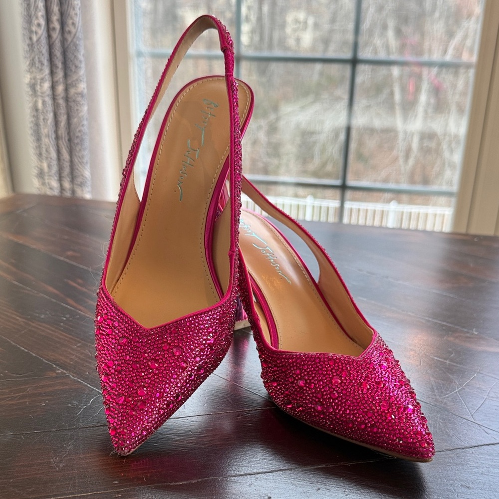 Betsey Johnson Bejeweled Pink Slingback Heels
